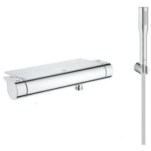 Grohtherm 2000 Set thermostatic shower mixer + 1 jet hand shower + hose and wall bracket, Chrome (34469001-Euphoria) - Grohe