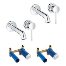 Lot de 2 robinets lavabo muraux Grohe Essence 2 trous taille m chromé