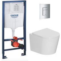 Grohe - Pack wc bâti-support Rapid sl + wc suspendu sans bride Ceramia + abattant SoftClose + plaque chrome (RSLCETOR1AMZ)
