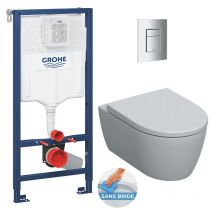 Pack wc Bâti-support Rapid sl+ Cuvette wc suspendu Geberit Rimfree + Plaque de commande wc Skate Cosmopolitan - Grohe