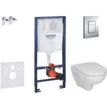 Grohe - Rapid sl - Set bâti-support, wc et siège Jika Lyra Plus, plaque de déclenchement Skate Cosmopolita, chrome 38528SET-KJ2