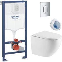 Rapid sl wc frame + Rimless wc sat Fusion + Soft-close Seat + Chrome Flush Plate (arenafusion) - Grohe