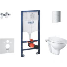 Solido - Set d'installation murale, toilettes et siège de bidet Bau Ceramic, softclose, bouton Even, chrome SANI15BB1102 - Grohe