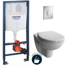 Grohe - Toilet Pack Rapid sl Frame + Vitra Normus Toilet + Soft-Close Seat + Matt Chrome Flush Plate (Rapidsl-Normus-7)