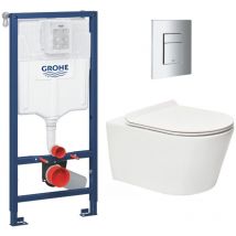 Toilet set Rapid sl support frame + Brevis rimless toilet + Softclose seat + Chrome plate (RSLBREVIS1SP) - Grohe