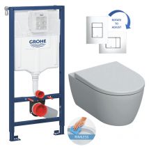Toilet Set Rapid sl support frame + Geberit Rimfree wall hung toilet + Skate Cosmopolitan flush plate (RAPIDSL-ICON-1) - Grohe