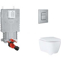 Uniset - Set Vorwandelement, wc mit Softclose-Sitz und Skate Cosmopolitan-Betätigungsplatte, Edelstahl gebürstet SANI15BB2112 - Grohe