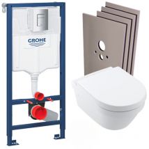 WC-Pack Rapid sl Vorwandelement + Villeroy&Boch Wand-WC ohne Spülrand + Betätigungsplatte + Verkleidungsset - Grohe