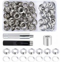 Heguyey - Grommet Kit Eyelets Tools 14mm 100 Sets Eyelets with 3pcs Grommet Eyelet Tools and Storage Box for diy Craft Fabric Tarpaulin