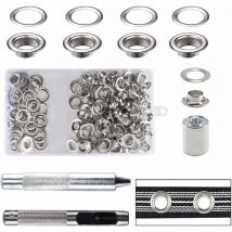 Grommet Kit for Tarpaulin Sewing Fabric Curtain Making and Crafts Tarpaulin Repair 100 pcs Grommet Eyelets 10mm Grommets Kit (Silver)