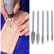 5 Pcs Wood Carving and Engraving, Drill Bit Milling Cutter Root Carving, Tools for diy Woodworking Carving, Carving Tool - Groofoo