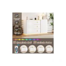 Groofoo - aiducho Buffet led Largeur 150 cm, Buffet Multifonctionnel, Commode, Buffet Haut, 2 Portes, 2 tiroirs, Buffet avec éclairage led