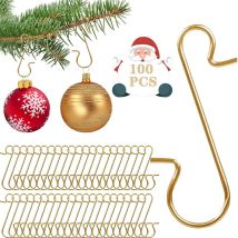 Crochets d'Ornement de Noël,100 Pièces Crochets d'arbre de Noël,Crochet pour Boules Noël en Forme de s, Cintres de Décoration d'arbre,pour Sapin de