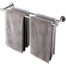 Groofoo - Double barre porte-serviettes en acier inoxydable pour salle de bain ou cuisine Antirouille Finition polie 60 cm Silver