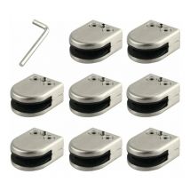 Glass Clamp 8pcs 8-12mm 304 Stainless Steel Glass Clamp Bracket Flat Back Chrome Finish for Balustrade