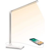 Led Desk Lamp, 10 Levels Dimmable Table Lamps, Eye Protection Touch Control, with usb Port/Timer Function Foldable/Rotating Plug-in Table Lamp
