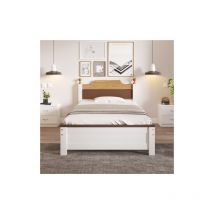 Groofoo - aiducho Lit simple, lit en bois, cadre en bois de pin avec pied central, lit d'adolescent, lit adulte, avec tête et pied de lit en mdf,