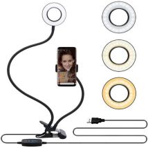 Groofoo - Ineasicer Selfie - Anneau Lumineux avec Support pour Téléphone Portable pour Diffusion en Direct/Maquillage Noir