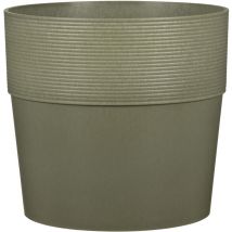 Groove 25, pot de fleurs/plantes, rond, en plastique couleur: Khaki, 24,5 cm de diamètre, 22,5 cm de hauteur, 7,7 l vol. - Scheurich