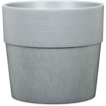 Scheurich - Groove+ 30, Pflanzgefäß/Pflanzkübel, rund, aus Kunststoff Farbe: Concrete, 28,5 cm Durchmesser, 26,2 cm hoch, 11 l Vol.