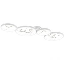 Groovy plafoniera led 4 cerchi con decori gemme bianca funzione regolazione intensita' interruttore a parete l. 96CM