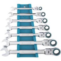 Gross - 14891 7pcs Ratcheting Combination Wrench Set, 8–19 mm, jointed