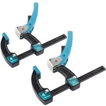 Gross - 20717 F-Clamp with quick-release, metal body and lever-tooth mechanism, 4inch/100mm - Twin Pack