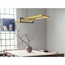 Große led Pendelleuchte salinas eckig mit Switch Dimmer Messing matt / Schwarz