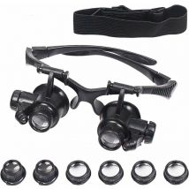 Grossissante avec Éclairage led, Loupe de tête à led, Lunette de Précision avec 4 Lentilles Amovibles, pour Lecture Bijoutier Couture Bricolage,