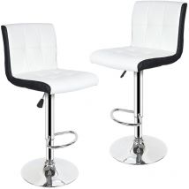 Lot de 2 tabourets de bar chaises de bar maison réglable de hauteur pour Bar Comptoir ou Cuisine- blanc noir