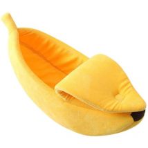 Grotte créative en forme de banane pour chien, lit chaud pour chat et chien, nid pour intérieur et extérieur, jaune