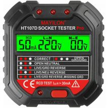 Erhope - Socket Tester Electric Socket Tester Multifunctional Leak Detector with Wall Outlet Voltage Display