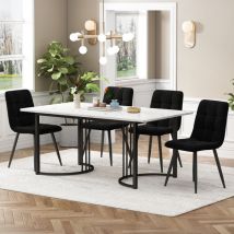 Groupe de salle à manger (5 pièces), ensemble table à manger avec 4 chaises, ensemble de table de cuisine moderne, table de cuisine 140x80cm avec