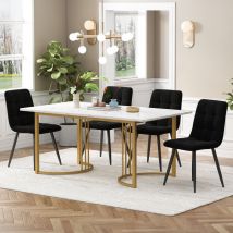 Lafomukea - Groupe à manger (5 pièces), ensemble table à manger avec 4 chaises, ensemble table de cuisine moderne, table de cuisine 140x80cm avec