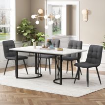 Groupe à manger (5 pièces), ensemble table à manger avec 4 chaises, ensemble table de cuisine moderne, table de cuisine 140x80cm avec pieds en métal