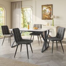 Lafomukea - Groupe à manger (5 pièces), table à manger 119x70cm avec 4 chaises, table de cuisine moderne à motif marbre, table à manger avec pieds en
