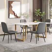 Redom - Groupe de salle à manger (5 pièces), table à manger avec 4 chaises, ensemble de table de cuisine moderne, chaises de salle à manger au design