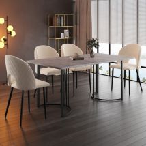 Redom - Groupe de salle à manger (ensemble, table à manger 140 × 80 cm avec 4 chaises), ensemble de table de cuisine moderne, chaise de salle à
