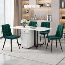 Okwish - Groupe de salle à manger (ensemble, table à manger 150 × 80 × 76 cm avec 4 chaises), ensemble de table de cuisine pliante, chaises de salle