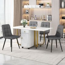 Okwish - Groupe de salle à manger (ensemble, table à manger 150 × 80 × 76 cm avec 4 chaises), ensemble de table de cuisine pliante, chaise de salle à
