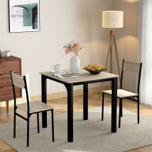 Retrok - Ensemble table et chaises - Groupe de sièges table de salle à manger avec 2 chaises pour balcon & salle à manger & salon - naturelle