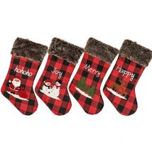 Confezione da 4 calze natalizie Babbo Natale pupazzo di neve albero alce calzini regalo sacchetti regalo per decorazioni per feste