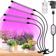 Jalleria - Grow Lights for Indoor Plants 80 LEDs 4 Arm Full Spectrum led Grow Light with Timer, 6500K/3000K/660nm Grow Lamp for Seedlings and