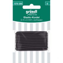 Gründl Elastic-Kordel schwarz – 40 % Polyester, 60 % Elastodien – Hochwertiges Handarbeitszubehör