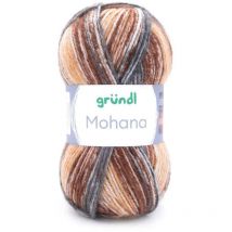 Wolle Mohana 100 g grau-camel-braun Handarbeit - Gründl