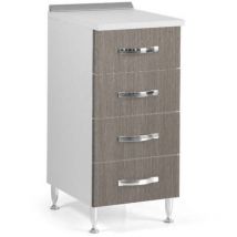 Mobile Küche Kommode 4 Schubladen 40X50X85H top weiss finish larice grau