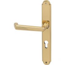 Grundmann - Feuerschutz Drückergarnitur pz 88 Alt Wien auf Langschild für Türstärke 38-72mm din 18 273FS, Messing poliert