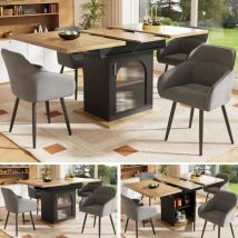 Gruppo pranzo (5 pezzi), set tavolo da pranzo allungabile, set tavolo da pranzo 140x80 cm con 4 sedie, tavolo da pranzo allungabile con ampio spazio