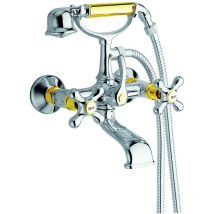 Resp Rubinetteria - Rubinetto installazione a parete in colore cromo oro con set doccia Resp Old America ART.69.011 Cromo/Oro