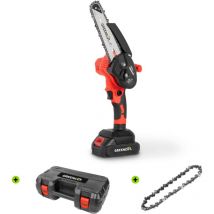 Mini motosega a batteria da 21V, lama da 152,4 mm, potenza di 500 w, blocco di sicurezza, con batteria, caricabatterie e 2 catene Greencut GSM216L